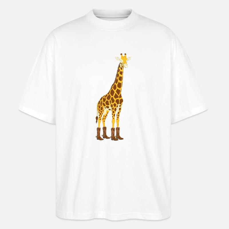 Giraffe mit Stiefel-Statement - Stanley/Stella Oversized Unisex Bio T-Shirt Blaster 2.0 - Weiß