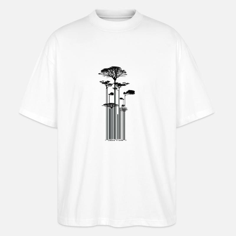 CODE BARRE - Arbre - conso - T-shirt bio Blaster 2.0 coupe oversize Stanley/Stella Unisexe - blanc