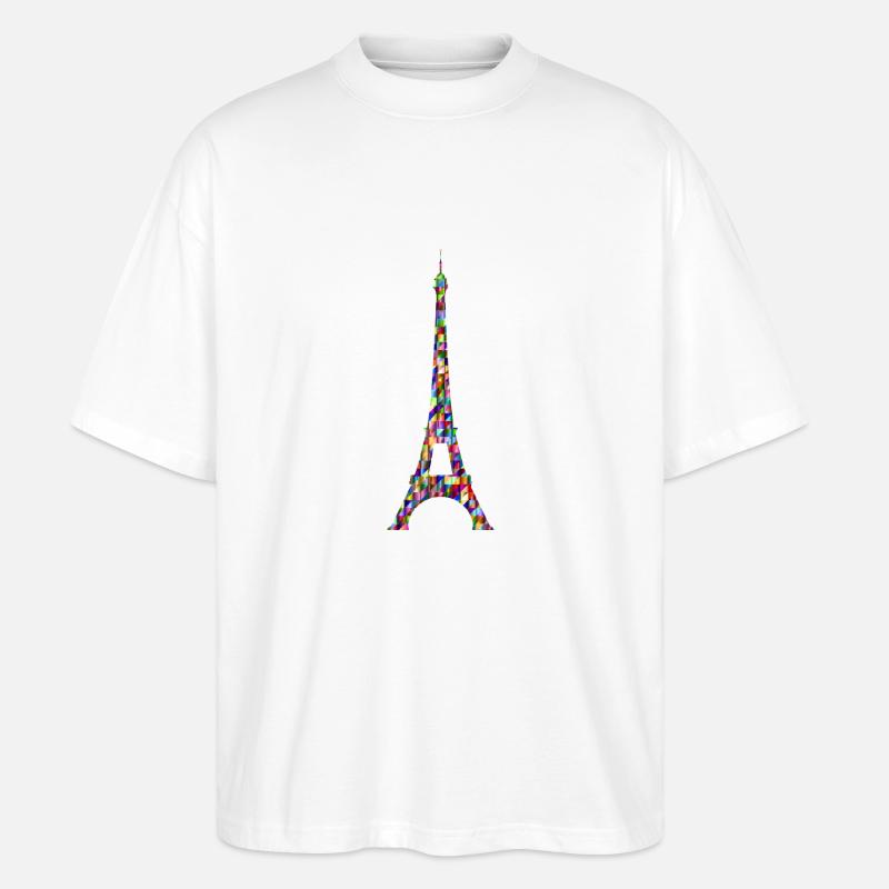 Eiffelturm Regenbogen - Stanley/Stella Oversized Unisex Bio T-Shirt Blaster 2.0 - Weiß
