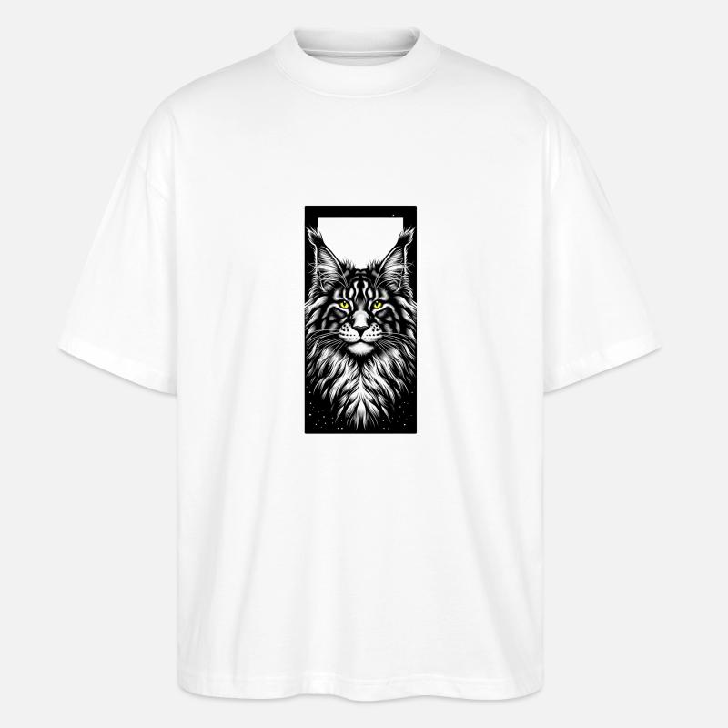 Visage de chat - T-shirt bio Blaster 2.0 coupe oversize Stanley/Stella Unisexe - blanc