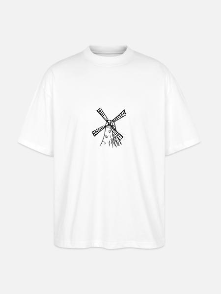 Klassinen vintage-tuulimylly - Stanley/Stella Blaster 2.0 Unisex Oversized Luomu T-paita - valkoinen