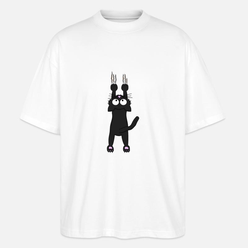 Schwarze Katze - Stanley/Stella Oversized Unisex Bio T-Shirt Blaster 2.0 - Weiß