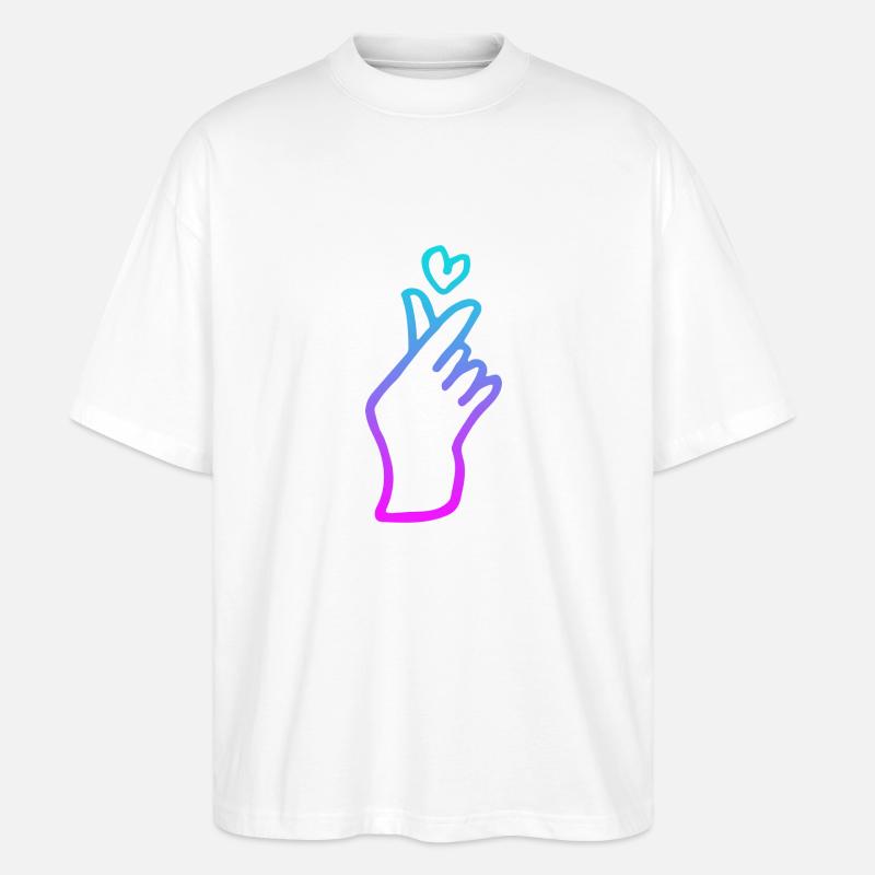 Kpop Handzeichen Herz - Stanley/Stella Oversized Unisex Bio T-Shirt Blaster 2.0 - Weiß