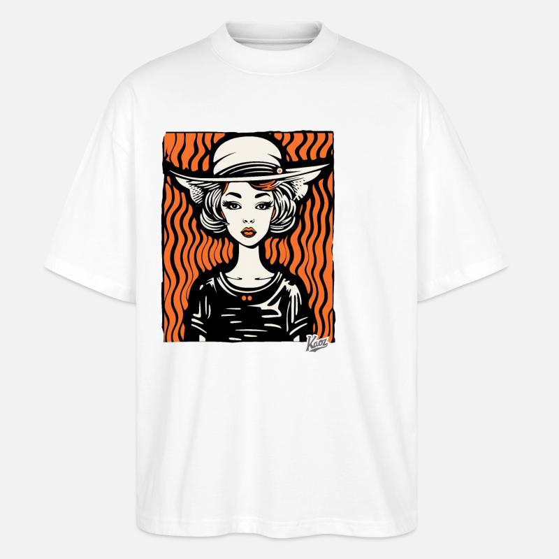 Une dame avec un chapeau - T-shirt bio Blaster 2.0 coupe oversize Stanley/Stella Unisexe - blanc