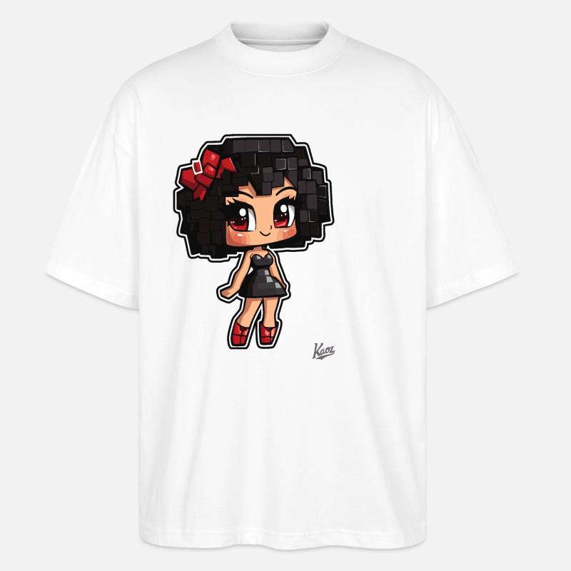Pixel Chibi : Mignonne Burlesque Babe - T-shirt bio Blaster 2.0 coupe oversize Stanley/Stella Unisexe - blanc