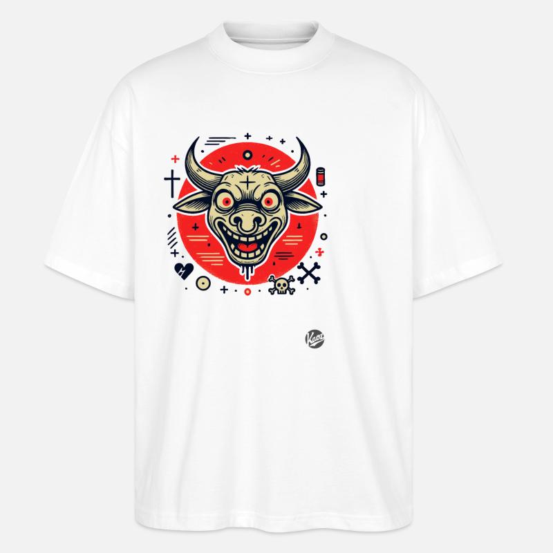 Die verrückte Kuh – Stier - Stanley/Stella Oversized Unisex Bio T-Shirt Blaster 2.0 - Weiß