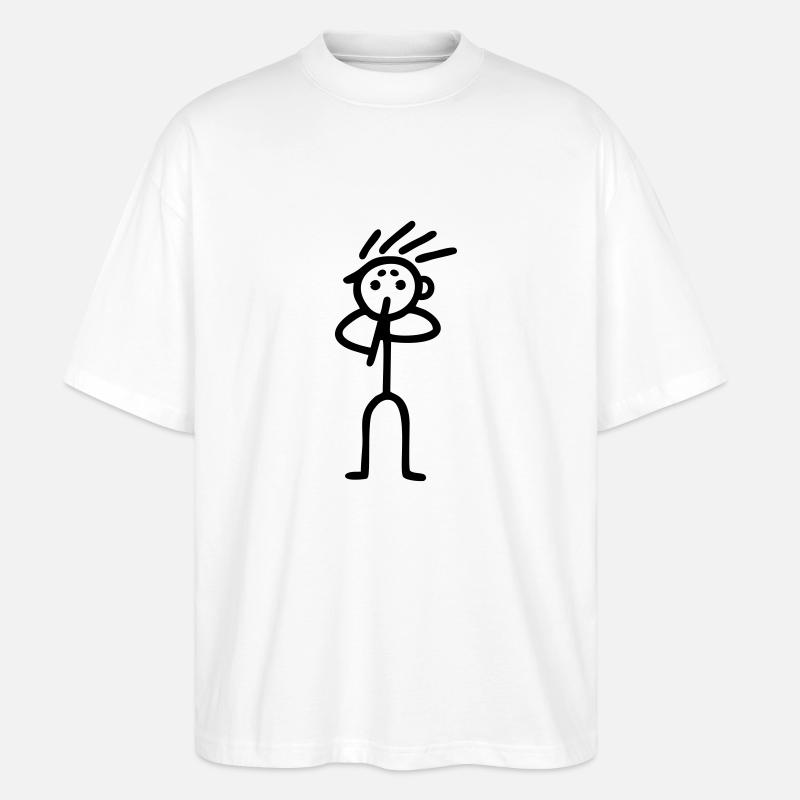 Strichmännchen Flöter - Stanley/Stella Oversized Unisex Bio T-Shirt Blaster 2.0 - Weiß