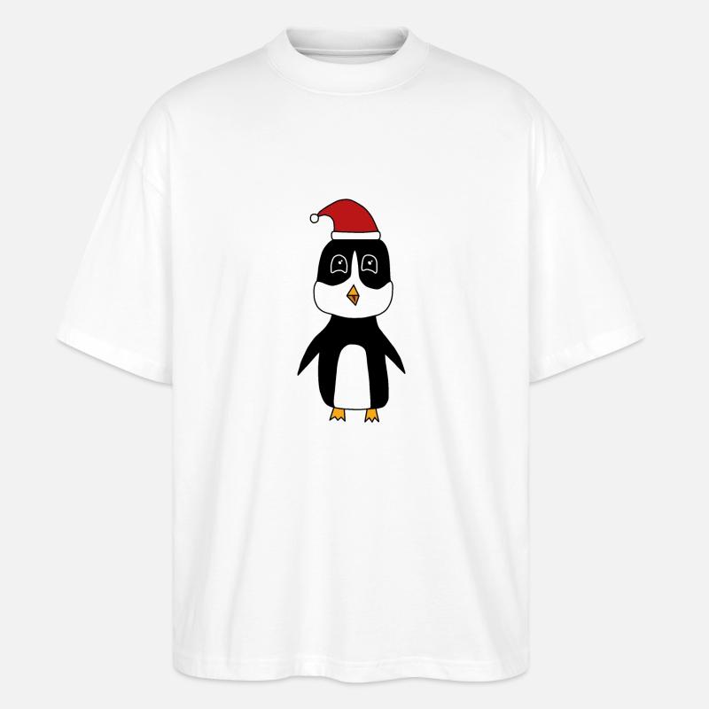 Pinguin feiert Weihnachten - Stanley/Stella Oversized Unisex Bio T-Shirt Blaster 2.0 - Weiß