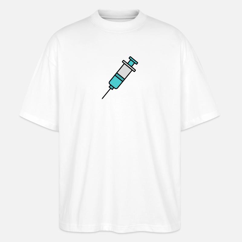 Seringue | Déclaration pro vaccination et science - T-shirt bio Blaster 2.0 coupe oversize Stanley/Stella Unisexe - blanc