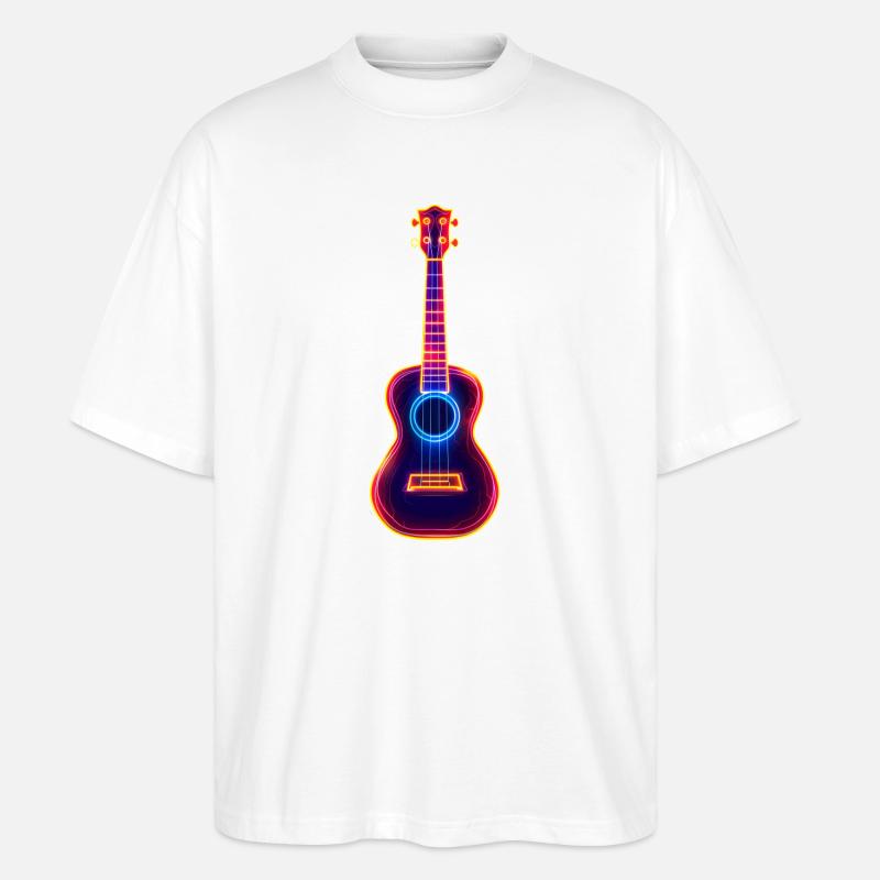 Retro Ukulele Synthwave - Stanley/Stella Oversized Unisex Bio T-Shirt Blaster 2.0 - Weiß