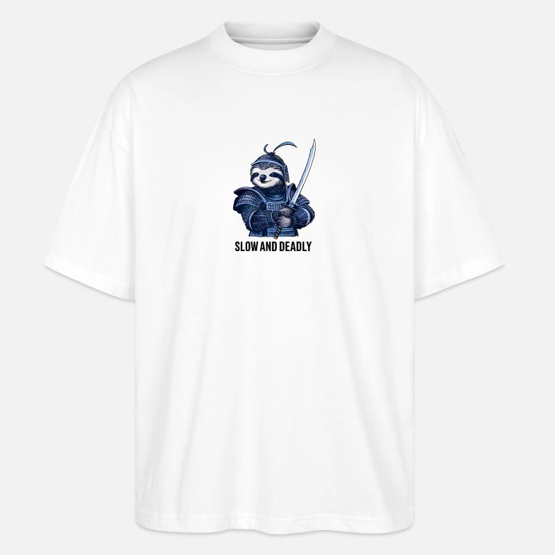 Samurai Sloth - Stanley/Stella Oversized Unisex Organic T-shirt Blaster 2.0 - white