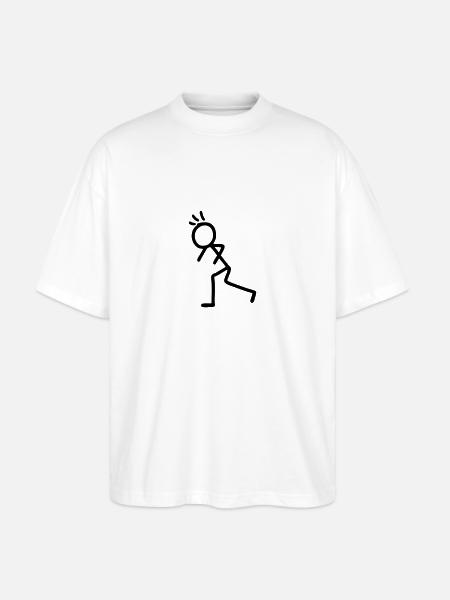 Stick figure - run - Stanley/Stella Oversized Unisex Organic T-shirt Blaster 2.0 - white