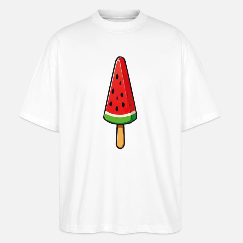 Glaces à la pastèque - T-shirt bio Blaster 2.0 coupe oversize Stanley/Stella Unisexe - blanc