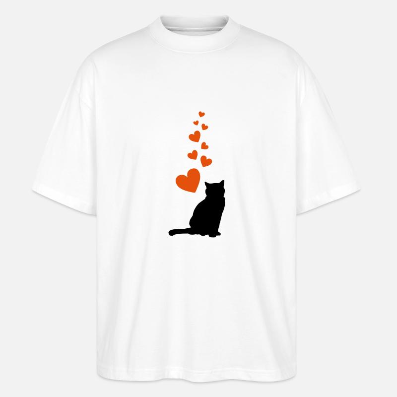 cat hearts - Stanley/Stella Oversized Unisex Bio T-Shirt Blaster 2.0 - Weiß