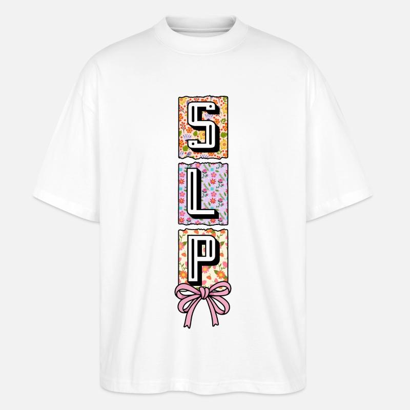 SLP Speech Language Pathology Speech Therapist - Stanley/Stella Oversized Unisex Organic T-shirt Blaster 2.0 - white