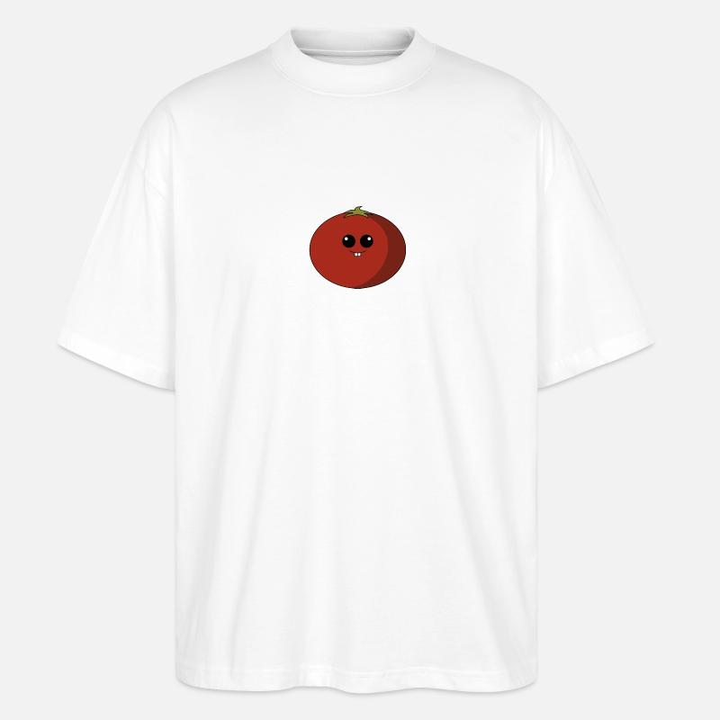 Tomate mit Gesicht - Stanley/Stella Oversized Unisex Bio T-Shirt Blaster 2.0 - Weiß