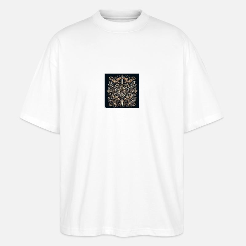 Mandala Motiv mit Messer - Stanley/Stella Oversized Unisex Bio T-Shirt Blaster 2.0 - Weiß