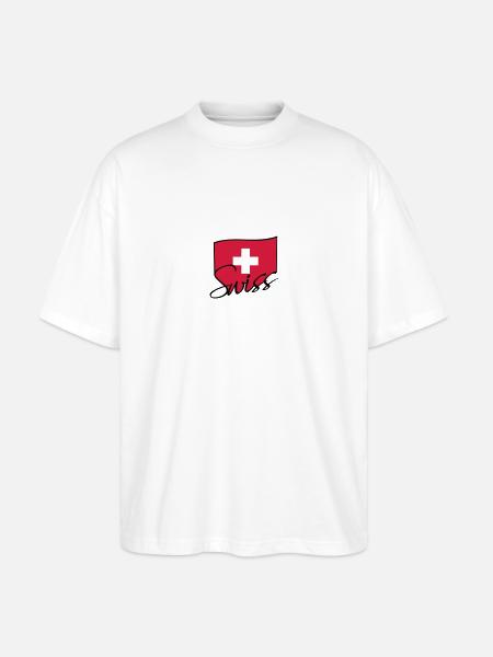 Swiss Flag Logo - Stanley/Stella Oversized Unisex Organic T-shirt Blaster 2.0 - white