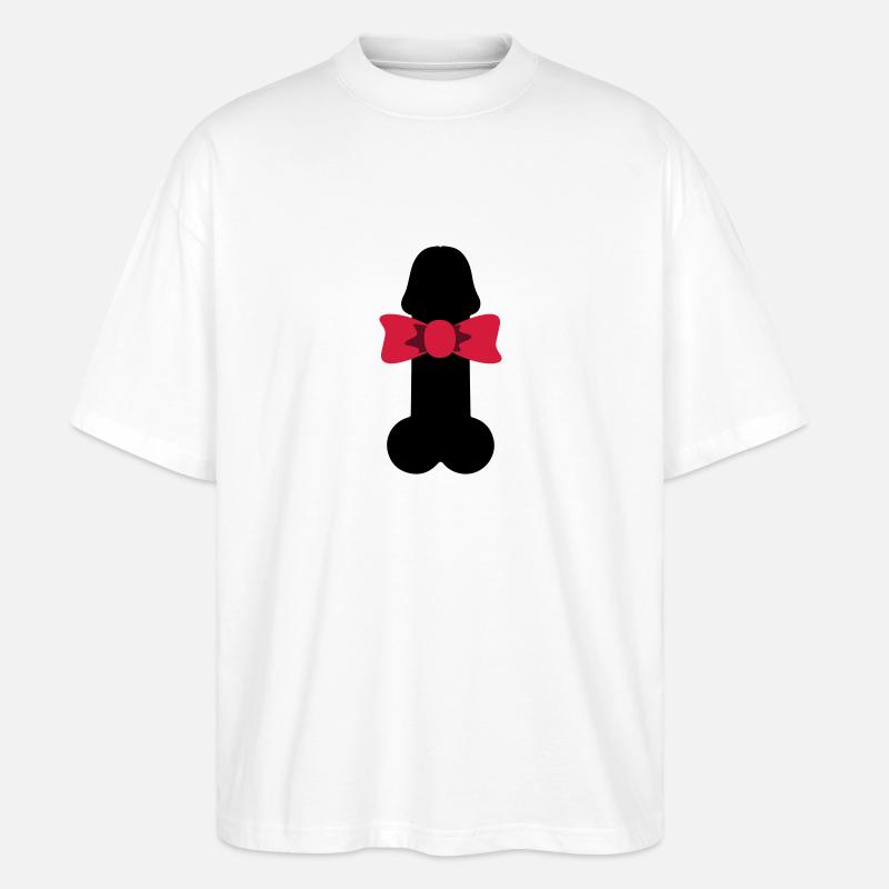 Penis Geschenk Schleife, Sir Penis - Stanley/Stella Oversized Unisex Bio T-Shirt Blaster 2.0 - Weiß
