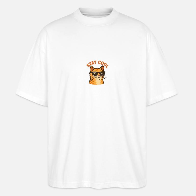 Bleib cool Katze - Stanley/Stella Oversized Unisex Bio T-Shirt Blaster 2.0 - Weiß