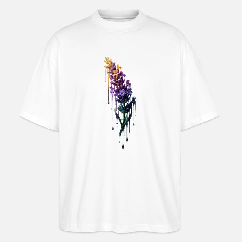 Lavendel mit tropfender Farbe - Stanley/Stella Oversized Unisex Bio T-Shirt Blaster 2.0 - Weiß