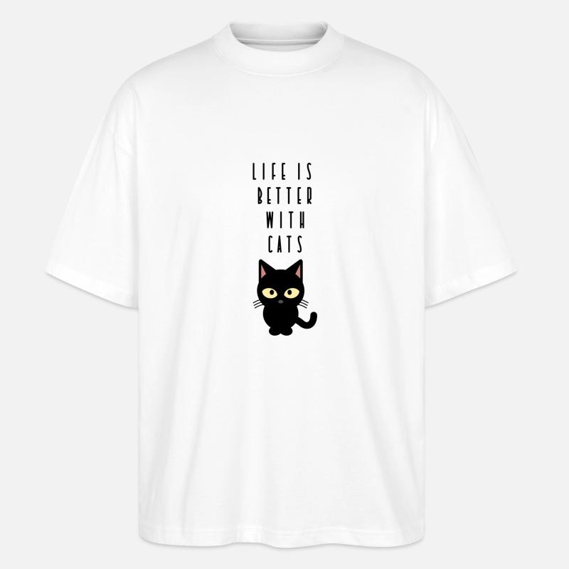Katze - Stanley/Stella Oversized Unisex Bio T-Shirt Blaster 2.0 - Weiß