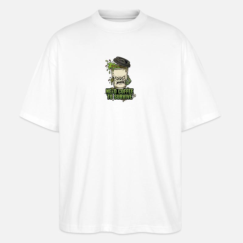 Café Zombie Need Coffee - T-shirt bio Blaster 2.0 coupe oversize Stanley/Stella Unisexe - blanc