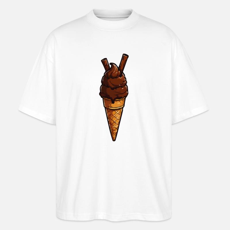 Schokoladen-Eis Cone Muster - Stanley/Stella Oversized Unisex Organic T-shirt Blaster 2.0 - white