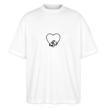 Heirat Herz Liebe ringe - Stanley/Stella Oversized Unisex Bio T-Shirt Blaster 2.0 - Weiß - Vorne - Alina (178cm) & Michal (187cm)