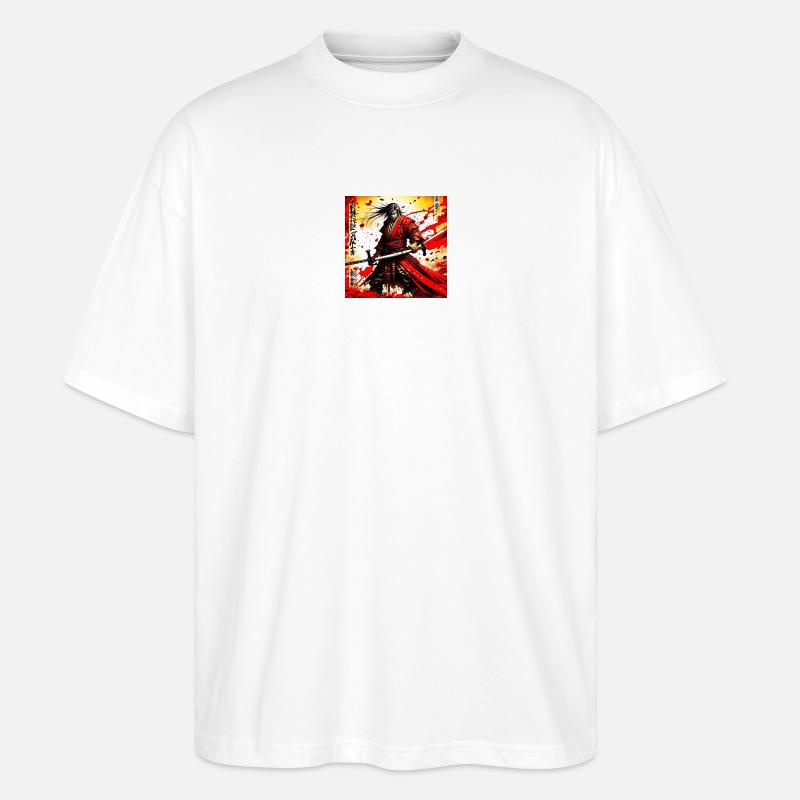 Roter Samurai im Blutsturm - Stanley/Stella Oversized Unisex Bio T-Shirt Blaster 2.0 - Weiß
