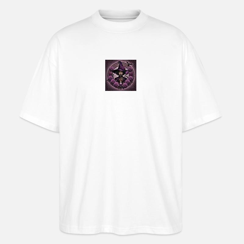 Hexe mit Rosen und Kerze - Stanley/Stella Oversized Unisex Bio T-Shirt Blaster 2.0 - Weiß