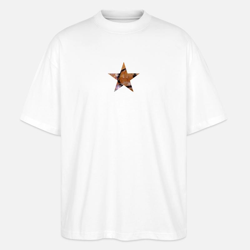 Étoile - Cinq griffes - Symbole - Monogravure - Cercle - T-shirt bio Blaster 2.0 coupe oversize Stanley/Stella Unisexe - blanc