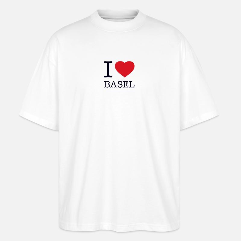I LOVE BASEL - Stanley/Stella Oversized Unisex Bio T-Shirt Blaster 2.0 - Weiß