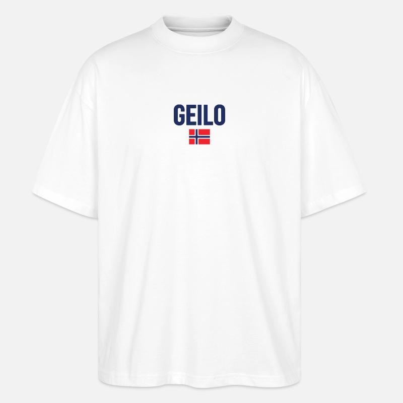 Gelo Norwegian Flagge Design - Stanley/Stella Oversized Unisex Bio T-Shirt Blaster 2.0 - Weiß