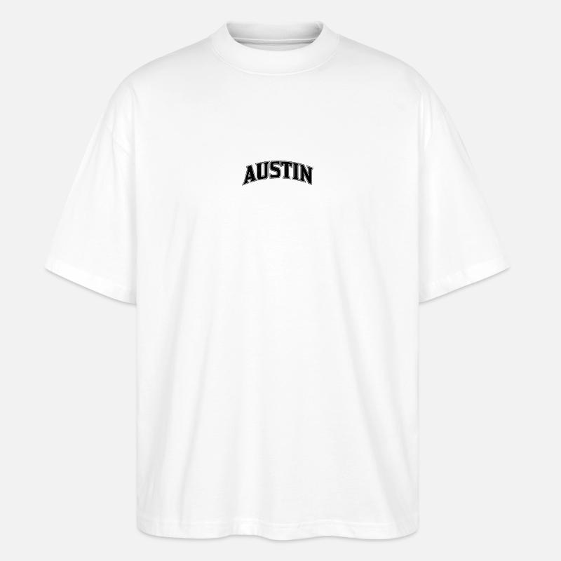 AUSTIN Arc Schriftzug Print - Stanley/Stella Oversized Unisex Bio T-Shirt Blaster 2.0 - Weiß