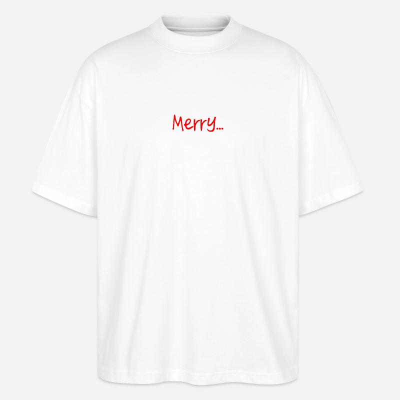 Rouge Joyeux Script Sur Noir - T-shirt bio Blaster 2.0 coupe oversize Stanley/Stella Unisexe - blanc