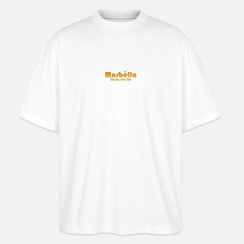 Marbella Costa del Sol-Sunburst Text - Stanley/Stella Oversized Unisex Bio T-Shirt Blaster 2.0 - Weiß