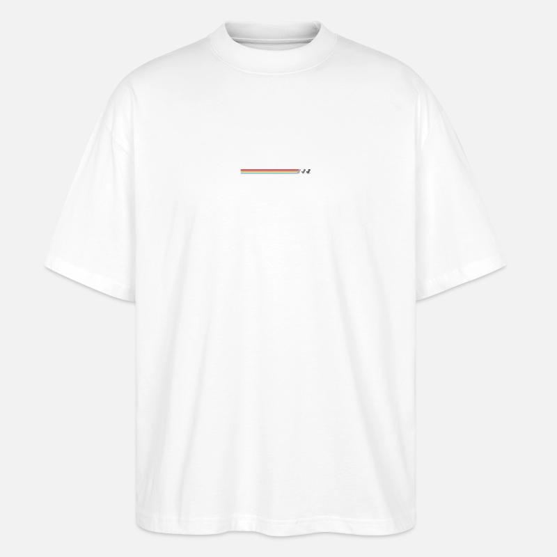 Pastellstreifen Katzensilhouetten - Stanley/Stella Oversized Unisex Bio T-Shirt Blaster 2.0 - Weiß