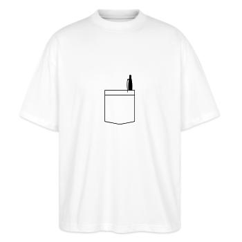 Brusttasche - Stanley/Stella Oversized Unisex Bio T-Shirt Blaster 2.0 - Weiß - Vorne - Alina (178cm) & Michal (187cm)
