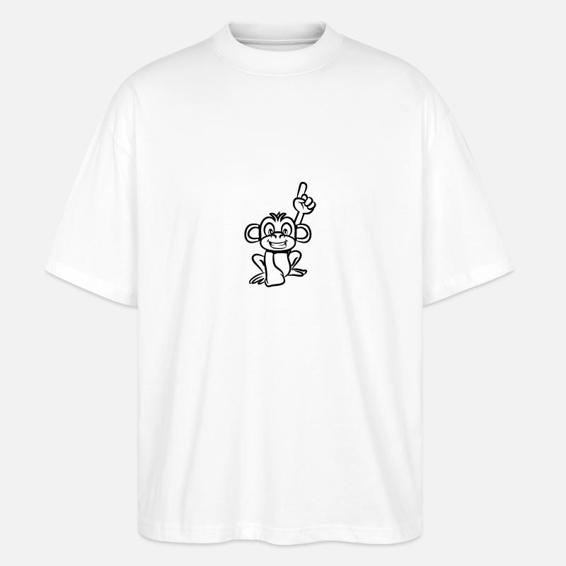 monkey funny forefinger - Stanley/Stella Oversized Unisex Organic T-shirt Blaster 2.0 - white