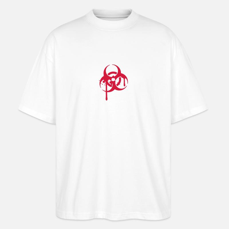 Biohazard Blut Logo Symbol Spritzer - Stanley/Stella Oversized Unisex Bio T-Shirt Blaster 2.0 - Weiß