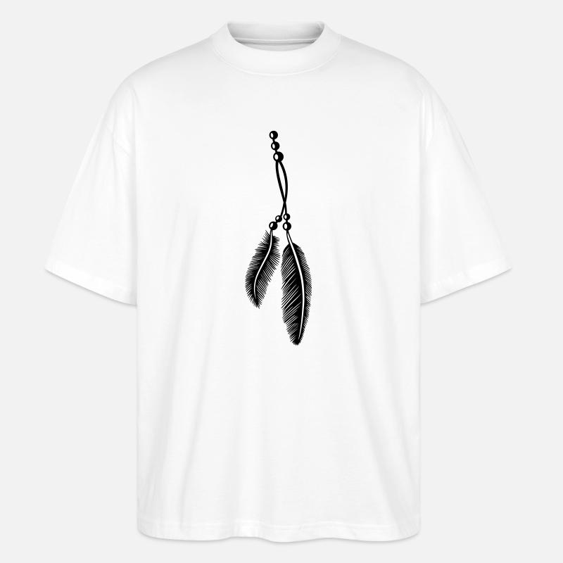 Federn an Kette, feathers, Native American - Stanley/Stella Oversized Unisex Bio T-Shirt Blaster 2.0 - Weiß