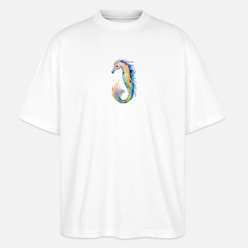 Seepferdchen - Stanley/Stella Oversized Unisex Bio T-Shirt Blaster 2.0 - Weiß