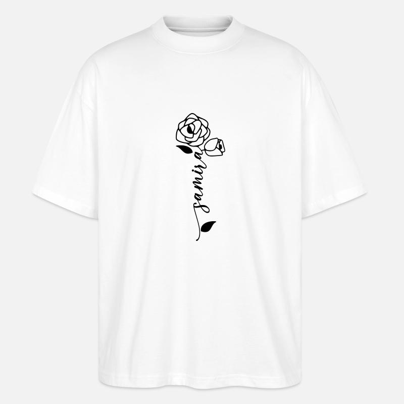 Samira Nom Prénom Nom Fleur - T-shirt bio Blaster 2.0 coupe oversize Stanley/Stella Unisexe - blanc