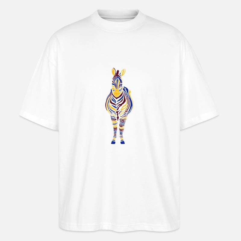 Zebra bunt 3-farbig - Stanley/Stella Oversized Unisex Bio T-Shirt Blaster 2.0 - Weiß