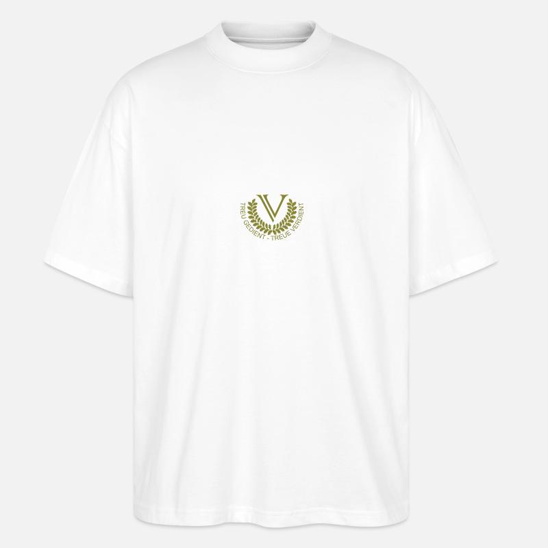 V Logo Oliv Groß - Stanley/Stella Oversized Unisex Bio T-Shirt Blaster 2.0 - Weiß