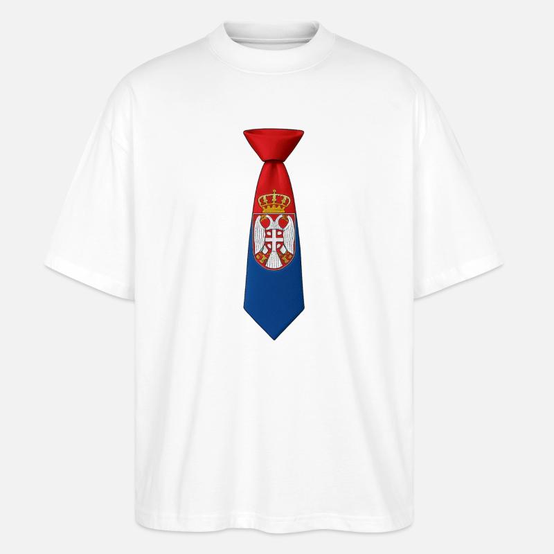 Cravate Serbie – Conception du drapeau - T-shirt bio Blaster 2.0 coupe oversize Stanley/Stella Unisexe - blanc