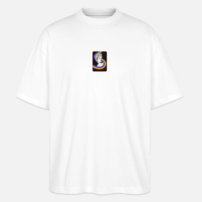 Klassische Statue mit leuchtendem Regenbogen - Stanley/Stella Oversized Unisex Bio T-Shirt Blaster 2.0 - Weiß