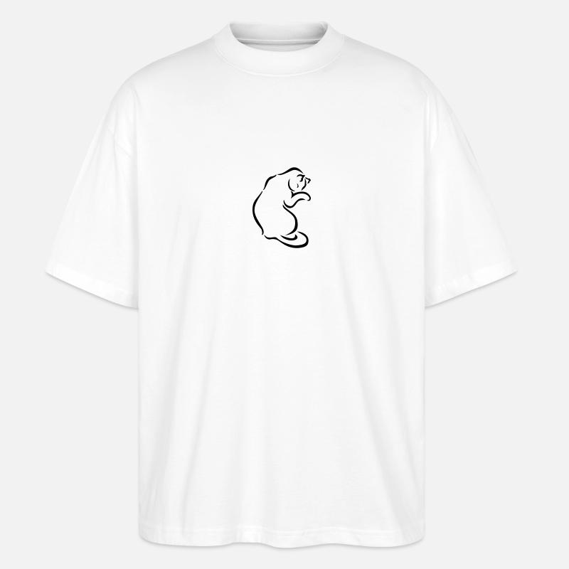 silhouette de chat - T-shirt bio Blaster 2.0 coupe oversize Stanley/Stella Unisexe - blanc