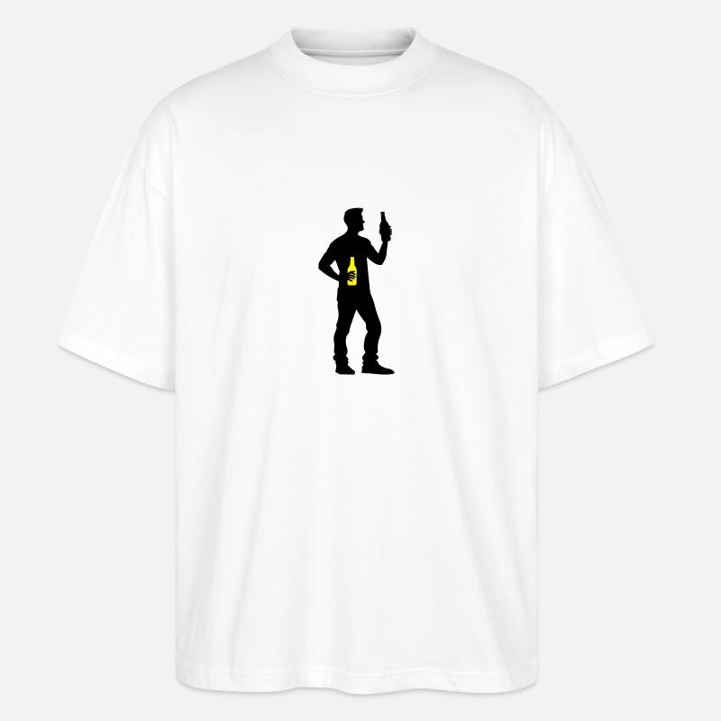 Bier Trinken Silhouette - Stanley/Stella Oversized Unisex Bio T-Shirt Blaster 2.0 - Weiß